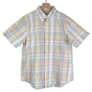 Jack Spade Shirt Mens Large Plaid Print Button Up Cotton Spring Short Sleeve